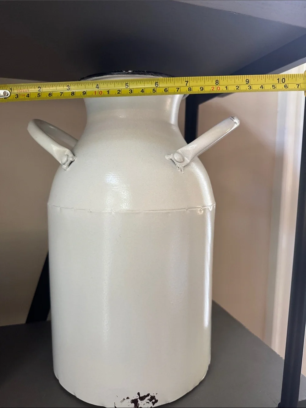 Cream Vintage-Style Metal Milk Can Vase